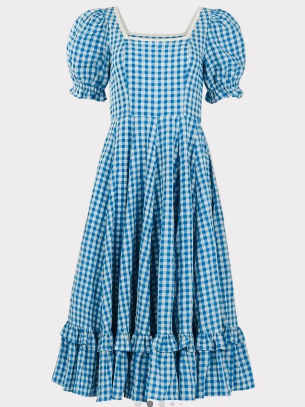 JessaKae Dorothy Dress In Blue and White Gingham With Puff Sleeves